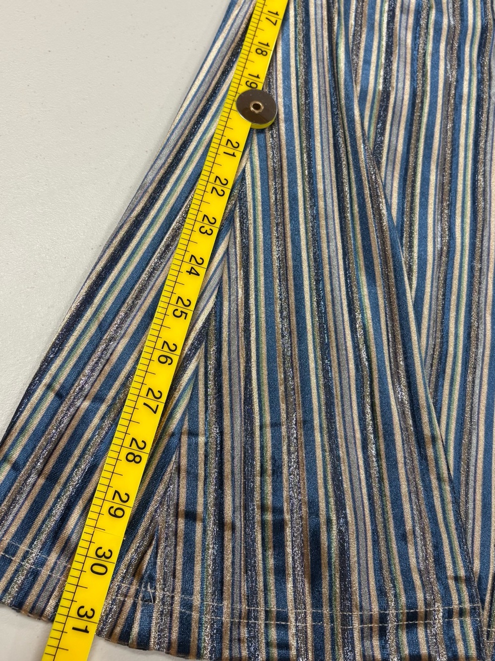 Natural Life Striped Flare Pant Retro 70s Bell Bottom Velour Boho Metallic Large - Picture 8 of 11